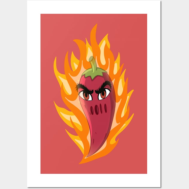 Ragging pepper shooting on fire Wall Art by Funner